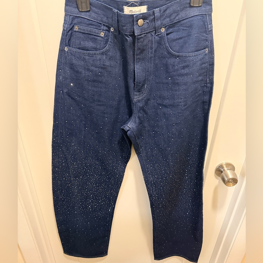 Madewell Metallic Dark Wash Rhinestone Jeans
